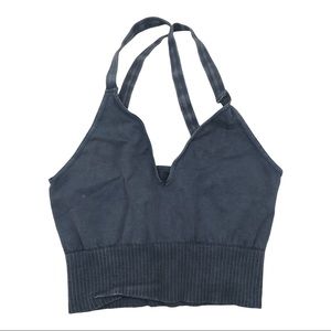 Blue Washed Free People Good Karma Crop #1 M/L